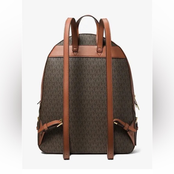 New Michael Kors Jaycee Large Logo Backpack Brown - Picture 2 of 4